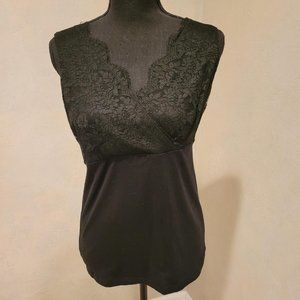 Sleeveless Lace Princess style Black Top Ann Taylor